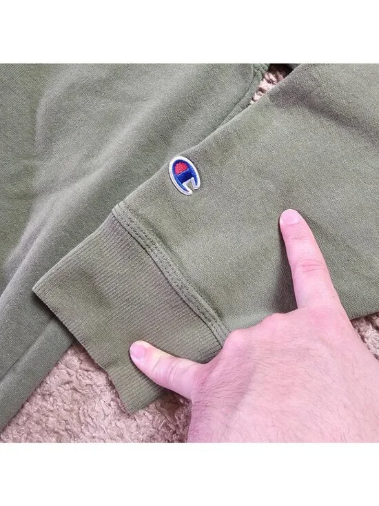 Champion Hoodie Mens 2XL Green Logo Graphic Print Pullover Sweatshirt - Picture 6 of 9